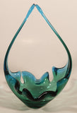 Vintage Chalet Lorraine Style Blue and Green 9" Basket Art Glass Candy Dish