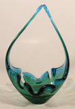 Vintage Chalet Lorraine Style Blue and Green 9" Basket Art Glass Candy Dish