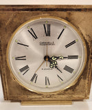 Vintage Caravelle Transistorized 6 Jewels 4 3/4" Brass Metal Desk Alarm Clock