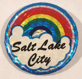 Salt Lake City Shiny Rainbow and Cloud 2 1/4" Round Button Pin