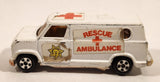 Vintage Unknown Brand Rescue Ambulance White Die Cast Toy Car Vehicle Made in Hong Kong