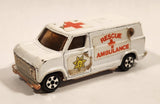 Vintage Unknown Brand Rescue Ambulance White Die Cast Toy Car Vehicle Made in Hong Kong
