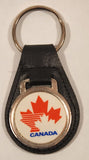 Vintage Team Canada Ice Hockey Team Logo Black Leather Fob Keyring