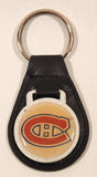 Vintage NHL Montreal Canadiens Ice Hockey Team Logo Black Leather Fob Keyring
