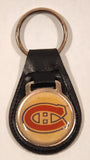 Vintage NHL Montreal Canadiens Ice Hockey Team Logo Black Leather Fob Keyring