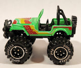 Super Wheels 4x4 Jeep Bright Green with Red and Yellow Die Cast Toy Car Vehicle
