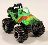 Super Wheels 4x4 Jeep Bright Green with Red and Yellow Die Cast Toy Car Vehicle