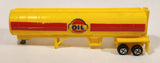 1984 Welly Oil Tanker Semi Trailer Yellow with Red Stripes Plastic Die Cast Toy Car Vehicle