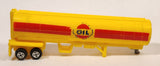 1984 Welly Oil Tanker Semi Trailer Yellow with Red Stripes Plastic Die Cast Toy Car Vehicle