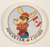 Vancouver Canada Moose in RCMP Uniform Holding Flag 3" Round Button Pin