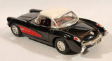 Sunnyside Superior SS 5709 1957 Corvette Black with White Roof Pull Back 1/32 Scale Die Cast Toy Car Vehicle with Opening Doors and Hood