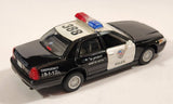 Kinsmart Ford Crown Victoria Police Interceptor #388 Black and White Pull Back 1/42 Scale Die Cast Toy Car Vehicle with Opening Doors