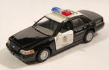 Kinsmart Ford Crown Victoria Police Interceptor #388 Black and White Pull Back 1/42 Scale Die Cast Toy Car Vehicle with Opening Doors