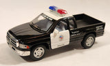 Kinsmart 2014 Dodge Ram 1500 Police #388 Pickup Truck Black and White Pull Back 1/44 Scale Die Cast Toy Car Vehicle with Opening Doors and Tail Gate