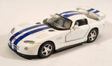 Kinsmart Dodge Viper GTSR White with Blue Stripes Pull Back 1/36 Scale Die Cast Toy Car Vehicle with Opening Doors