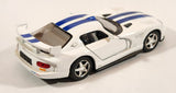 Kinsmart Dodge Viper GTSR White with Blue Stripes Pull Back 1/36 Scale Die Cast Toy Car Vehicle with Opening Doors
