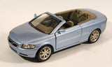 Rare Kinsmart KT5306 Volvo C70 Convertible Metallic Blue Grey Pull Back 1/36 Scale Die Cast Toy Car Vehicle with Opening Doors