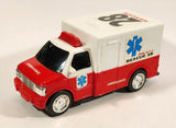 Ambulance #28 Rescue Red and White Plastic Push and Go Die Cast Toy Car Vehicle
