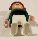 1981 Geobra Playmobil Brown Haired Girl White Pants Green Top White Sleeves 2" Toy Figure