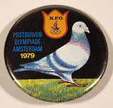 1979 N.P.O. Postduiven Olympiade Amsterdam Pigeon 2 1/4" Round Button Pin