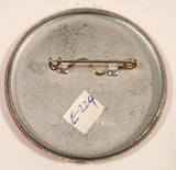 1983 Hallmark Cards Love Makes the World Go Round Girl in Red with Puppy Dogs 2 1/4" Thin Fabric Covered Round Button Pin