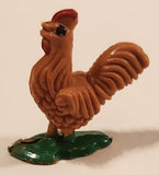Vintage Rooster Chicken on Grass 1 1/4" Plastic Toy Figure