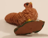 Vintage Rooster Chicken on Grass 1 1/4" Plastic Toy Figure