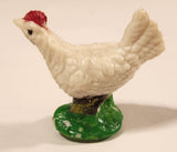 Vintage White Chicken Rooster 1 1/2" Plastic Toy Figure