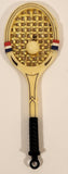 Vintage Luca Razza Tennis Racket with Ball Attached Miniature 4 3/4" Plastic Toy Pendant Made in Hong Kong