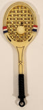 Vintage Luca Razza Tennis Racket with Ball Attached Miniature 4 3/4" Plastic Toy Pendant Made in Hong Kong