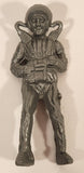 Vintage Silver Grey Paratrooper Parachutist 3" Plastic Toy Figure Made in Hong Kong