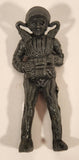 Vintage Dark Grey Paratrooper Parachutist 3" Plastic Toy Figure Made in Hong Kong