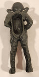 Vintage Dark Grey Paratrooper Parachutist 3" Plastic Toy Figure Made in Hong Kong
