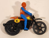 Vintage Tomy Pop Cycles #2 Red and Blue Rider on Black Motorcycle 2 7/8" Plastic Toy Vehicle
