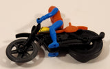 Vintage Tomy Pop Cycles #2 Red and Blue Rider on Black Motorcycle 2 7/8" Plastic Toy Vehicle
