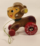 Rare Vintage Bell Patent Brown Deer Fawn 6" Wood Pull Toy with Bell Wheels