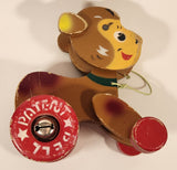 Rare Vintage Bell Patent Brown Deer Fawn 6" Wood Pull Toy with Bell Wheels