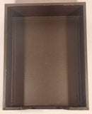 Vintage Ornate Design Dark Brown Wood Paper Memo Holder Tray With Weighted Leather Security Cover
