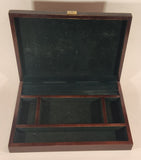 Vintage Dark Green Felt Lined Wood Jewelry Box