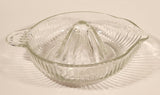 Vintage Lemon Hand Juicer Reamer Thin Ribbed Depression Glass Bowl with Handle and Pour Spout