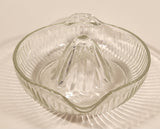Vintage Lemon Hand Juicer Reamer Thin Ribbed Depression Glass Bowl with Handle and Pour Spout