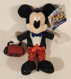 Disney Store Tokyo Mickey & Friends Mickey Mouse in Tuxedo with Red Travel Bag 8" Stuffed Plush Toy New with Tag