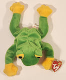 1997 Ty Beanie Babies Smoochy Green Frog 8" Stuffed Plush Toy New with Tag