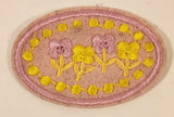 Pink and Yellow Flowers Oval 1 5/8" x 2 3/8" Embroidered Fabric Patch Badge