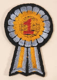 1st Place Winner Blue and Yellow Ribbon 1 1/4" x 2" Embroidered Fabric Patch Badge