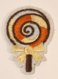 Orange Yellow White Brown Lollipop 1 1/4" x 1 3/4" Embroidered Fabric Patch Badge