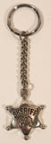Sheriff Star Badge Crosses Revolver Guns Metal Keychain Key Ring