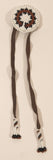 Vintage Native American Beaded Brown and White Leather String Ceremonial Hair Tie
