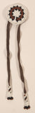 Vintage Native American Beaded Brown and White Leather String Ceremonial Hair Tie