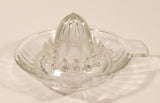 Vintage 1940s Lemon Hand Juicer Reamer Ribbed Depression Glass Bowl with Handle and Pour Spout